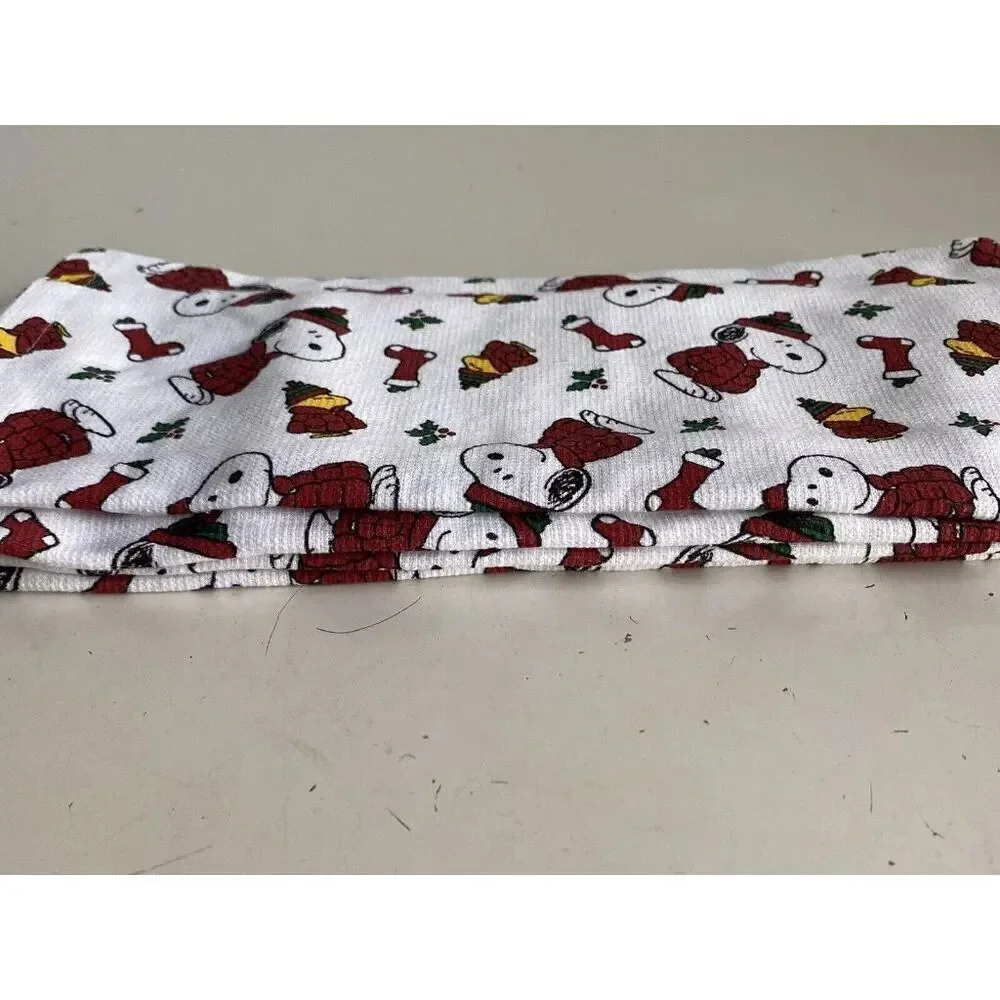 2 Pack Peanuts Snoopy Woodstock Puffy Coat Christmas Kitchen Towels 16 X 26